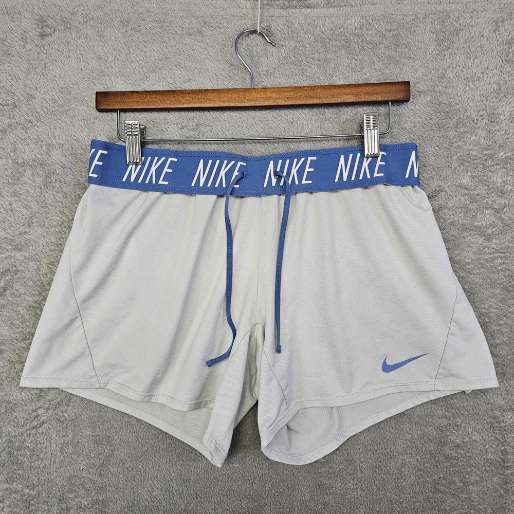 Nike Dri-Fit Womens Gray Athletic Shorts Size M Fold Down Flip Waistband Gym